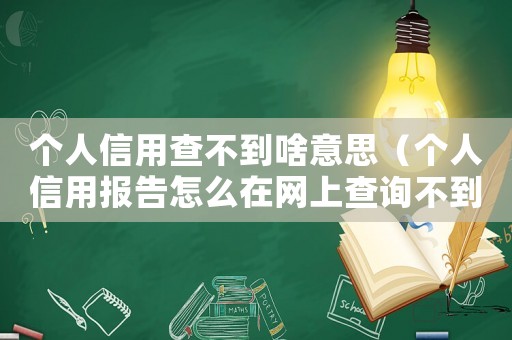 個人信用查不到啥意思（個人信用報告怎么在網上查詢不到）
