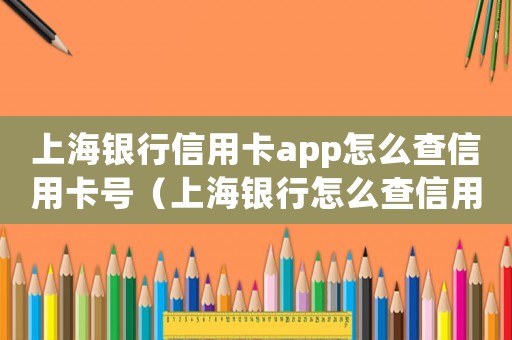 上海銀行信用卡app怎么查信用卡號（上海銀行怎么查信用卡申請進度查詢）