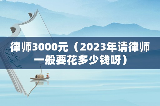律師3000元（2023年請律師一般要花多少錢呀）