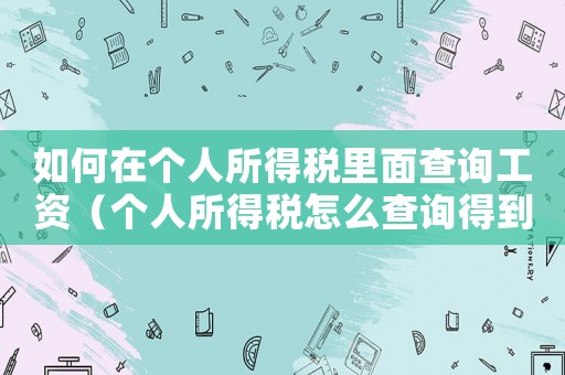 如何在個人所得稅里面查詢工資（個人所得稅怎么查詢得到工資明細(xì)）