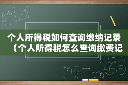 個人所得稅如何查詢繳納記錄（個人所得稅怎么查詢繳費記錄查詢）