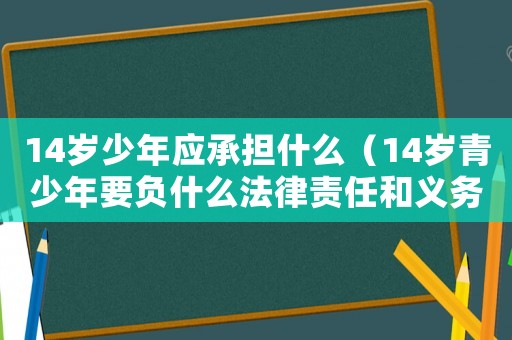 14歲少年應承擔什么（14歲青少年要負什么法律責任和義務）