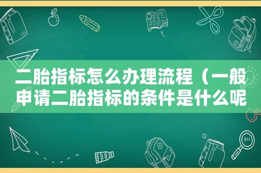 二胎指標怎么辦理流程（一般申請二胎指標的條件是什么呢）