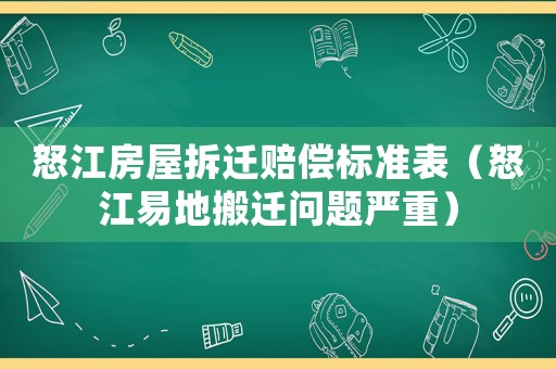 怒江房屋拆遷賠償標準表（怒江易地搬遷問題嚴重）