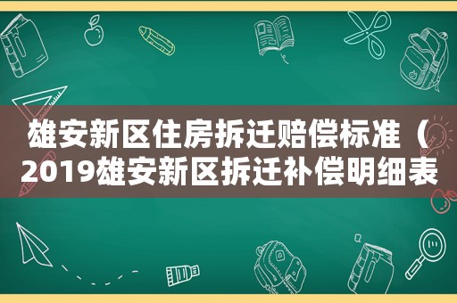 雄安新區住房拆遷賠償標準（2019雄安新區拆遷補償明細表）
