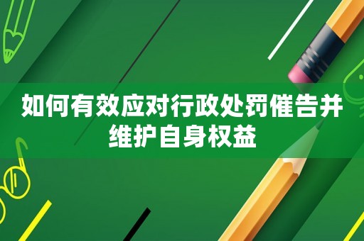 如何有效應對行政處罰催告并維護自身權益
