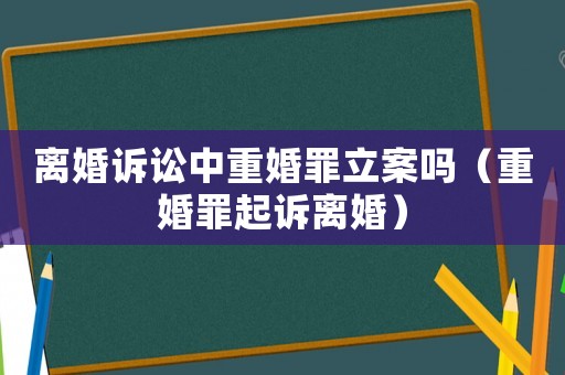 離婚訴訟中重婚罪立案嗎（重婚罪起訴離婚）