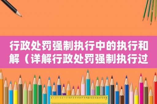 行政處罰強制執行中的執行和解（詳解行政處罰強制執行過程中的和解方式）