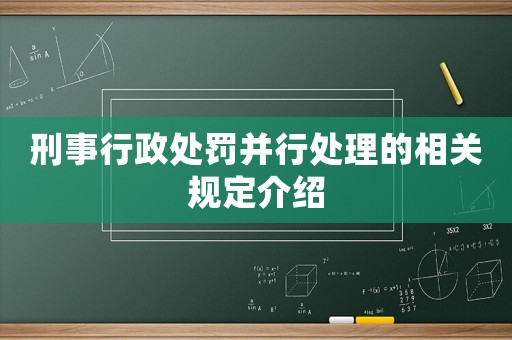 刑事行政處罰并行處理的相關規定介紹
