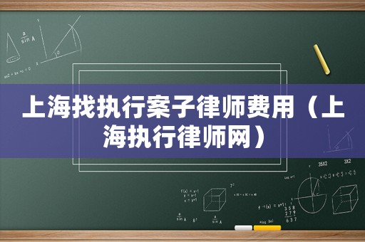 上海找執(zhí)行案子律師費用（上海執(zhí)行律師網(wǎng)）