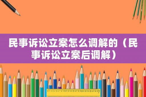 民事訴訟立案怎么調(diào)解的（民事訴訟立案后調(diào)解）