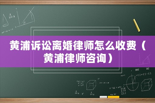 黃浦訴訟離婚律師怎么收費（黃浦律師咨詢）