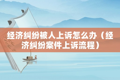 經濟糾紛被人上訴怎么辦（經濟糾紛案件上訴流程）