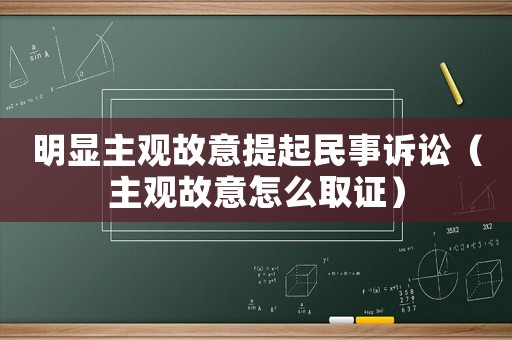明顯主觀故意提起民事訴訟（主觀故意怎么取證）