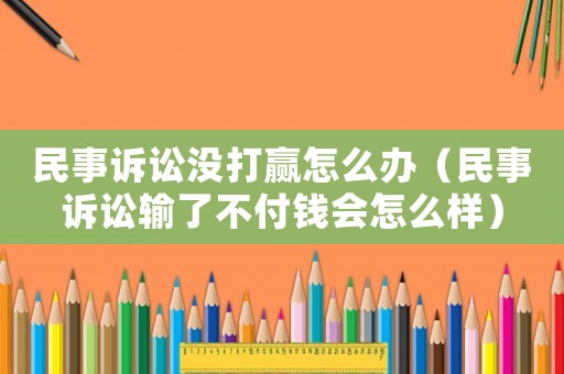 民事訴訟沒打贏怎么辦（民事訴訟輸了不付錢會怎么樣）