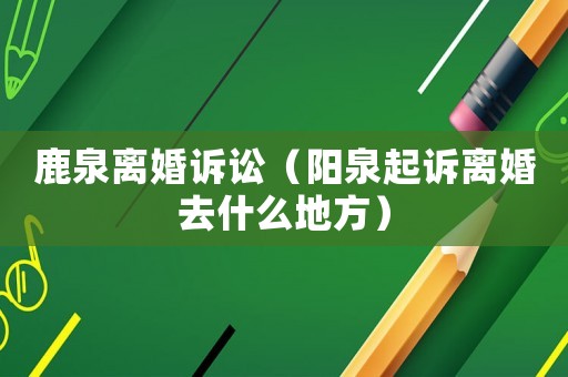 鹿泉離婚訴訟（陽泉起訴離婚去什么地方）