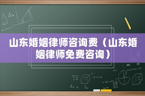山東婚姻律師咨詢費（山東婚姻律師免費咨詢）