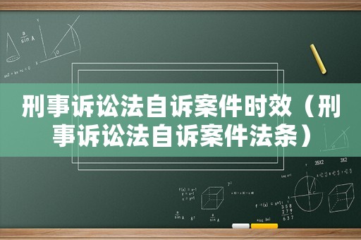 刑事訴訟法自訴案件時效（刑事訴訟法自訴案件法條）