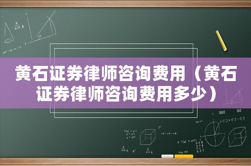 黃石證券律師咨詢費用（黃石證券律師咨詢費用多少）