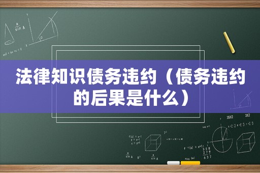 法律知識債務違約（債務違約的后果是什么）