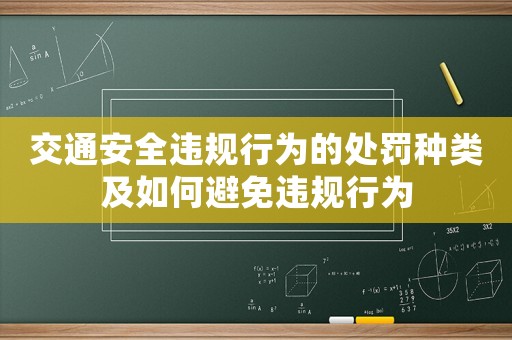 交通安全違規(guī)行為的處罰種類及如何避免違規(guī)行為