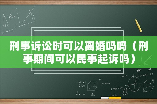 刑事訴訟時可以離婚嗎嗎（刑事期間可以民事起訴嗎）