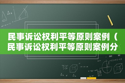 民事訴訟權利平等原則案例（民事訴訟權利平等原則案例分析題）