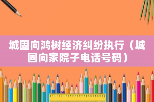 城固向鴻樹經濟糾紛執行（城固向家院子電話號碼）