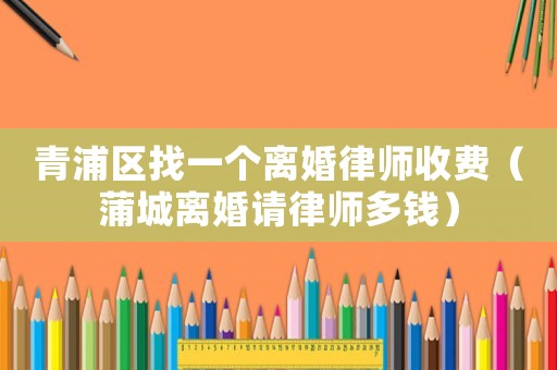 青浦區找一個離婚律師收費（蒲城離婚請律師多錢）