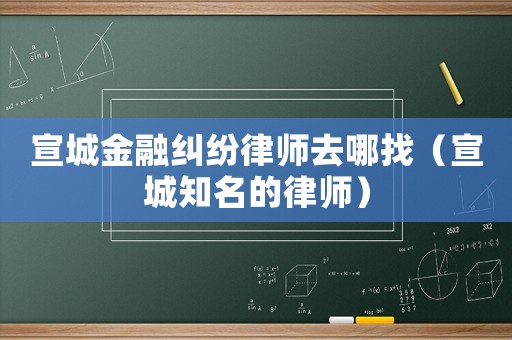 宣城金融糾紛律師去哪找（宣城知名的律師）