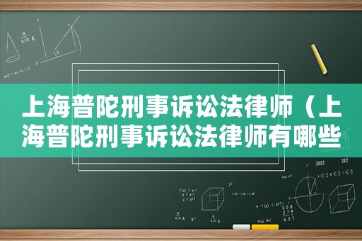 上海普陀刑事訴訟法律師（上海普陀刑事訴訟法律師有哪些）