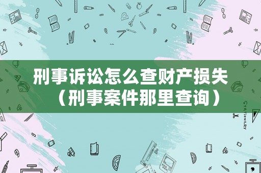 刑事訴訟怎么查財產損失（刑事案件那里查詢）