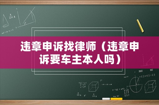 違章申訴找律師（違章申訴要車主本人嗎）
