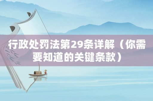 行政處罰法第29條詳解（你需要知道的關鍵條款）