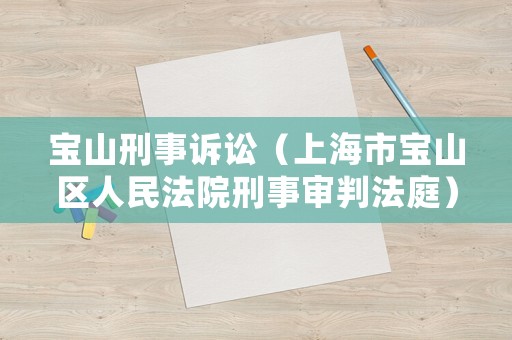 寶山刑事訴訟（上海市寶山區(qū)人民法院刑事審判法庭）