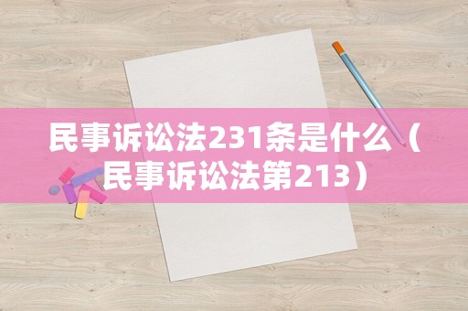 民事訴訟法231條是什么（民事訴訟法第213）