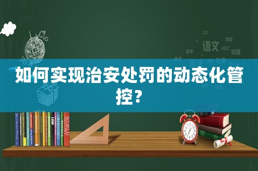 如何實現治安處罰的動態化管控？