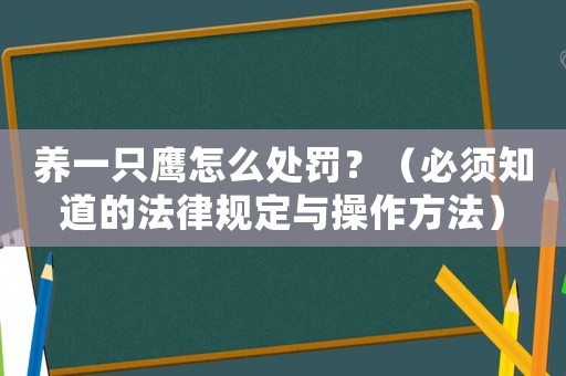 養一只鷹怎么處罰？（必須知道的法律規定與操作方法）
