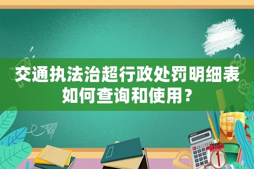 交通執(zhí)法治超行政處罰明細(xì)表如何查詢和使用？