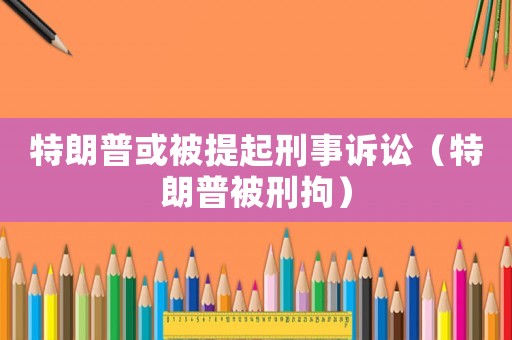 特朗普或被提起刑事訴訟（特朗普被刑拘）