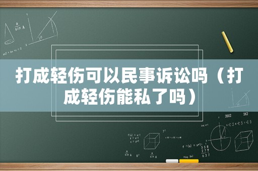 打成輕傷可以民事訴訟嗎（打成輕傷能私了嗎）