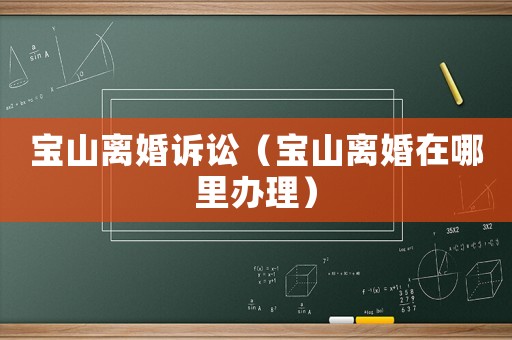 寶山離婚訴訟（寶山離婚在哪里辦理）