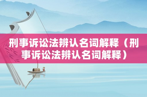 刑事訴訟法辨認名詞解釋（刑事訴訟法辨認名詞解釋）