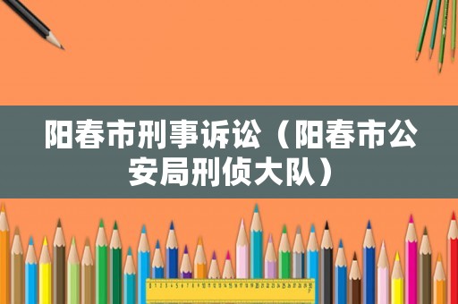 陽春市刑事訴訟（陽春市公安局刑偵大隊）