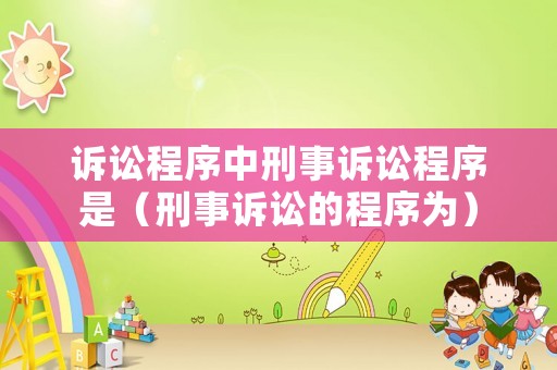訴訟程序中刑事訴訟程序是（刑事訴訟的程序為）