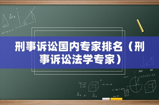 刑事訴訟國內專家排名（刑事訴訟法學專家）