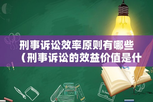 刑事訴訟效率原則有哪些（刑事訴訟的效益價值是什么）