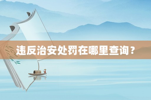 違反治安處罰在哪里查詢？