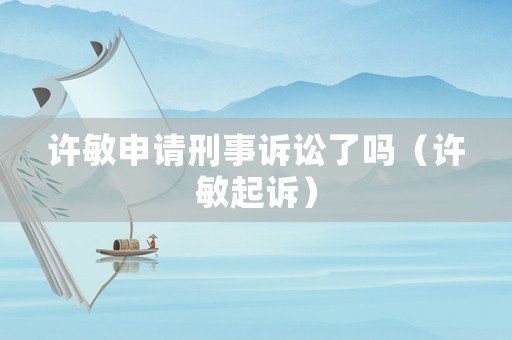 許敏申請刑事訴訟了嗎（許敏起訴）