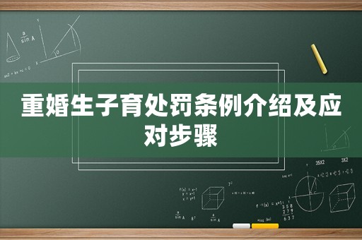 重婚生子育處罰條例介紹及應對步驟